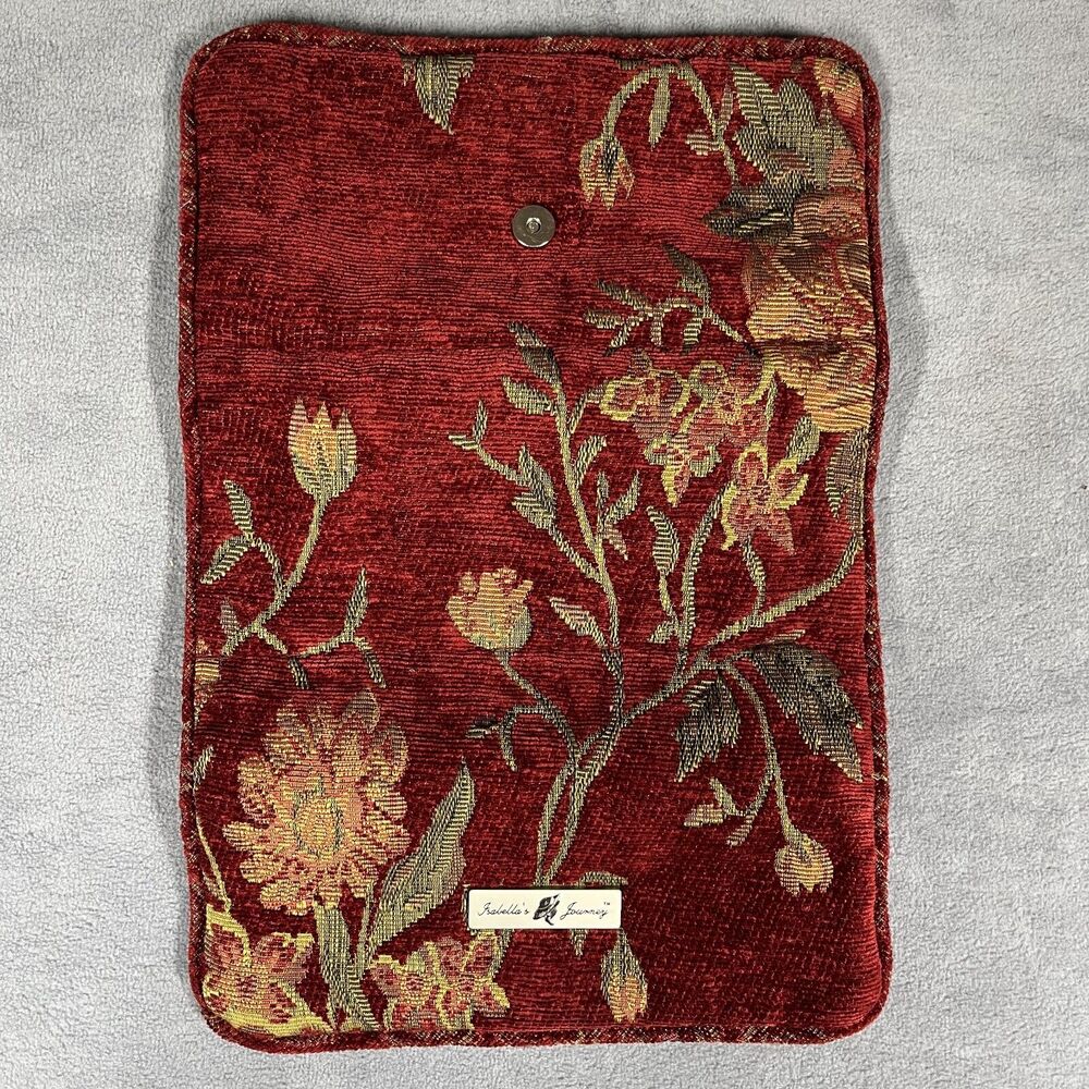 Isabella's Journey Women's Red Gold Brocade Tapestry Wrap Fold Jewelry Case